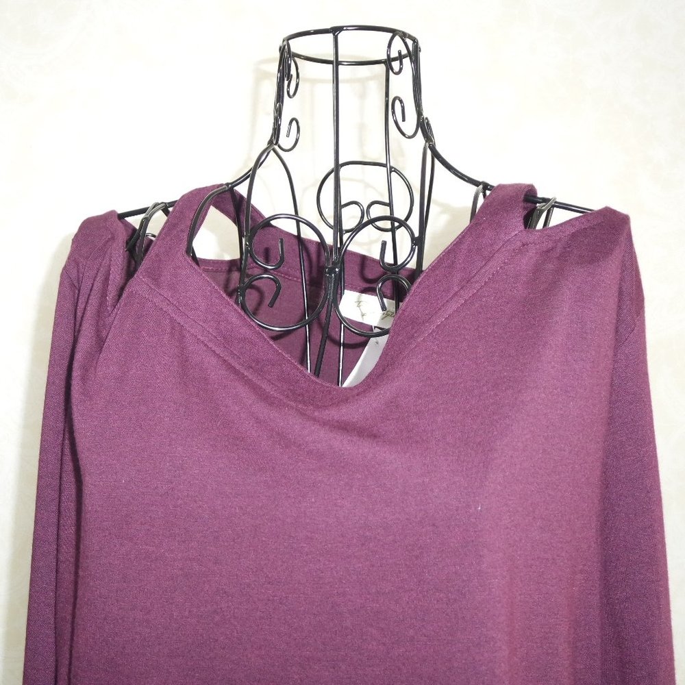 RD STYLE Red Cold Shoulder Long Sleeve Top